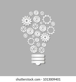 Light bulb icon. Gear icon. A light bulb with gears. Vector illustration.