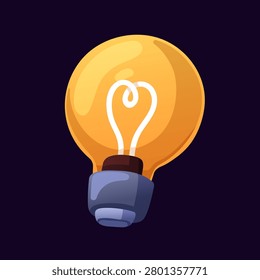 Light bulb icon. Glowing lamp, insight. Electric lightbulb, GUI element. Creative idea, energy, smart thinking, creativity, invention and innovation symbol. Isolated flat cartoon vector illustration