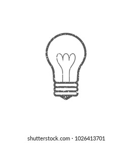 Light bulb icon in grunge texture. Vintage style vector illustration.