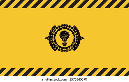 light bulb icon grunge warning sign emblem. Vector Illustration. Detailed.