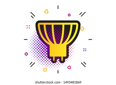 Light bulb icon. Halftone dots pattern. Lamp GU5.3 socket symbol. Led or halogen light sign. Classic flat gU5.3 lamp icon. Vector