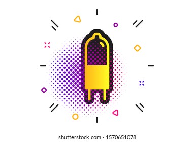 Light bulb icon. Halftone dots pattern. Lamp G4 socket symbol. Led or halogen light sign. Classic flat g4 lamp icon. Vector