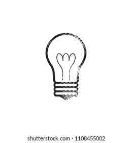 Light bulb icon in halftone style. Black and white monochrome vector illustration.