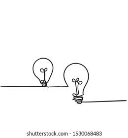 Light Bulb icon with handdrawn doodle line style vector