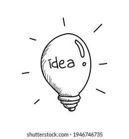 light bulb icon idea concept Doodle hand drawn sign. vector Illustration 