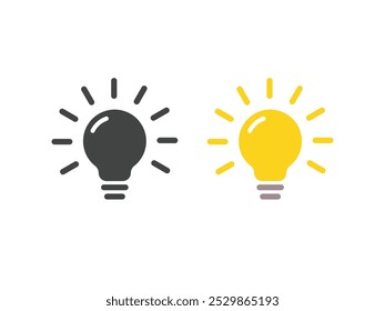 Icono de la bombilla. Idea, lámpara eléctrica, luz, innovación, solución, pensamiento creativo