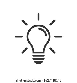 Light bulb icon. Idea innovation symbol. Creative logo. Black outline silhouette. Isolated on white background. Vector illustration image.