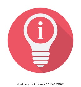 Light Bulb icon, Idea, solution, thinking icon with information sign. Light Bulb icon and about, faq, help, hint symbol. Vector