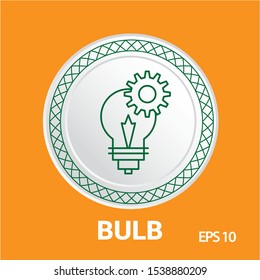 Light Bulb icon, Idea, solution, thinking icon with settings sign. Light Bulb icon and customize, setup, manage, process symbol. Vector