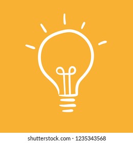 Light bulb icon, idea symbol, sketch vector illustration. Hand drawn doodle sign.