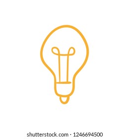 Light bulb icon, idea symbol, sketch vector illustration. Hand drawn doodle sign.