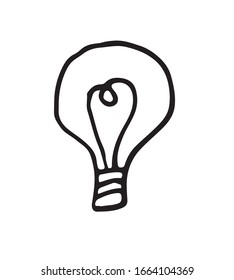 Light bulb icon idea symbol sketch in vector. Hand-drawn doodle sign.
