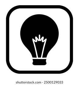 Light bulb icon. Idea symbol. Black and white lightning equipment vector art.