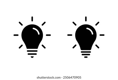 Icono de bombilla. Símbolo de la idea. Lámpara eléctrica, luz, innovación, solución Vector