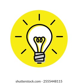 Light bulb icon. Idea symbol. Electric lamp, light, innovation, solution, creative thinking, electricity. Outline, flat design vector.