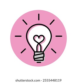 Light bulb icon. Idea symbol. Electric lamp, light, innovation, solution, creative thinking, electricity. Outline, flat design vector.