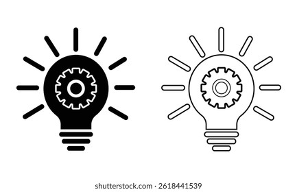 light bulb icon, Idea symbol, vector set. Silhouette of idea light bulb line icon sign and symbol. Electric lamp, light, creative thinking, electricity, creative thinking, electricity icon vector.