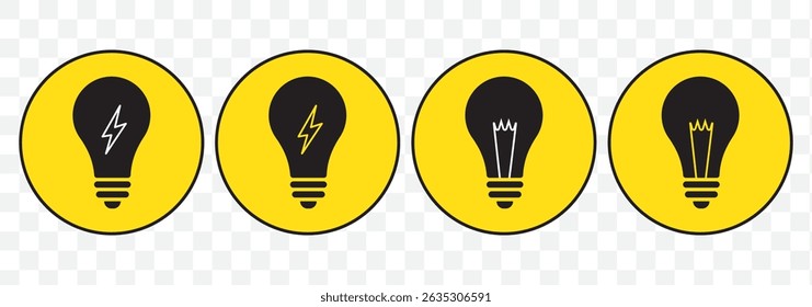 Light bulb icon. Idea symbol. Electric lamp vector illustration. Electric power sign. Shining light bulb pictogram. EPS 10.