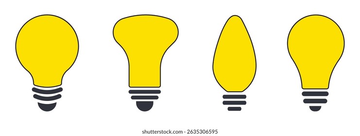 Light bulb icon. Idea symbol. Electric lamp vector illustration. Electric power sign. Shining light bulb pictogram. EPS 10.