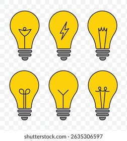 Light bulb icon. Idea symbol. Electric lamp vector illustration. Electric power sign. Shining light bulb pictogram. EPS 10.