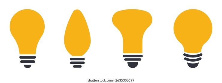 Light bulb icon. Idea symbol. Electric lamp vector illustration. Electric power sign. Shining light bulb pictogram. EPS 10.