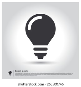 Light bulb icon. Idea symbol icon on gray background