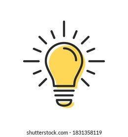 Icono de la bombilla. Idea, piensa en el concepto de icono. Ilustración del vector