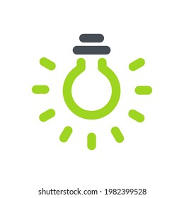 Light bulb icon. Light bulb illuminated by solar energy. Environmental conservation concept