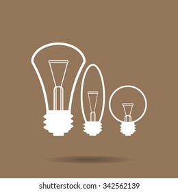 The light bulb icon. Illumination symbol. Flat Vector  