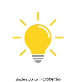 Light bulb icon. Incandescent lamp symbol. Idea and innovation sign. Creative energy or inspiration logo. Isolated on white background. Vector illustration image.