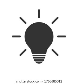Light bulb icon. Incandescent lamp symbol. Idea and innovation sign. Creative energy or inspiration logo. Isolated on white background. Vector illustration image.
