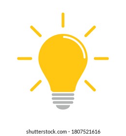 Light bulb icon. Incandescent lamp symbol. Idea and innovation sign. Creative energy or inspiration logo. Black silhouette. Isolated on white background. Vector illustration image.