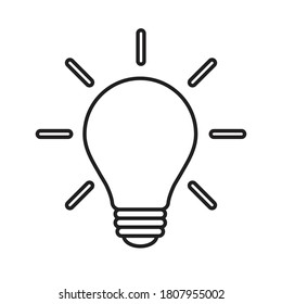 Light bulb icon. Incandescent lamp symbol. Idea and innovation sign. Creative energy or inspiration logo. Lightbulb silhouette isolated on white background. Vector illustration image.