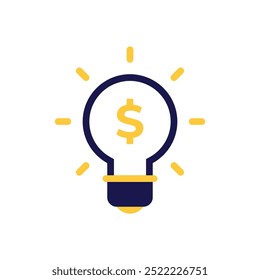 Light Bulb Icon Incorporating Dollar Sign to Represent Business Ideas and Financial Innovation