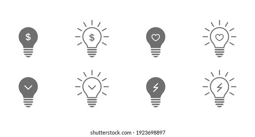 Light bulb icon. Innovative idea modern stylish icon with light bulb. Different style icons set. Vector illustration