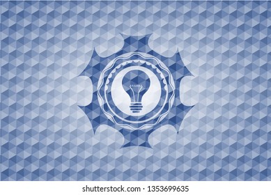 light bulb icon inside blue polygonal badge.