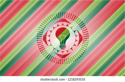 light bulb icon inside christmas emblem background.