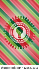 light bulb icon inside christmas colors badge.