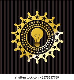 light bulb icon inside gold badge or emblem