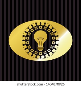 light bulb icon inside gold shiny emblem