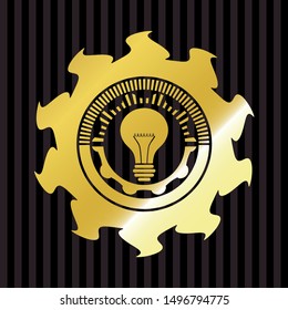 light bulb icon inside gold shiny emblem