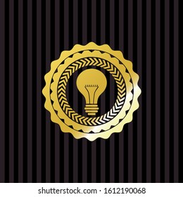 light bulb icon inside gold badge