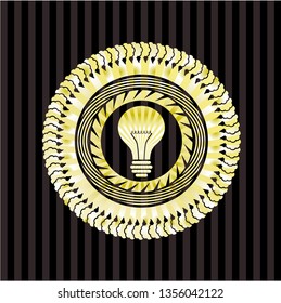 light bulb icon inside golden emblem