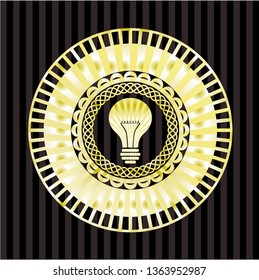 light bulb icon inside golden emblem