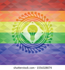 light bulb icon inside lgbt colors emblem 