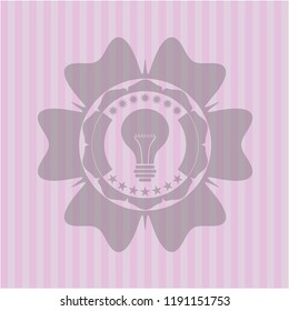 light bulb icon inside realistic pink emblem