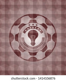 light bulb icon inside red badge with geometric background. Seamless.