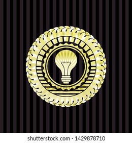 light bulb icon inside shiny emblem