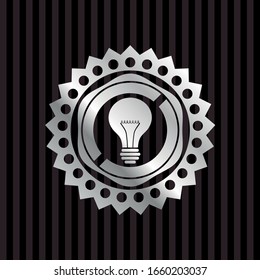light bulb icon inside silvery emblem or badge