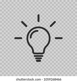 Light bulb icon isolated on white background. Symbol of lighting, electric. Idea sign, thinking concept in flat style for graphic design, Web site, UI. EPS